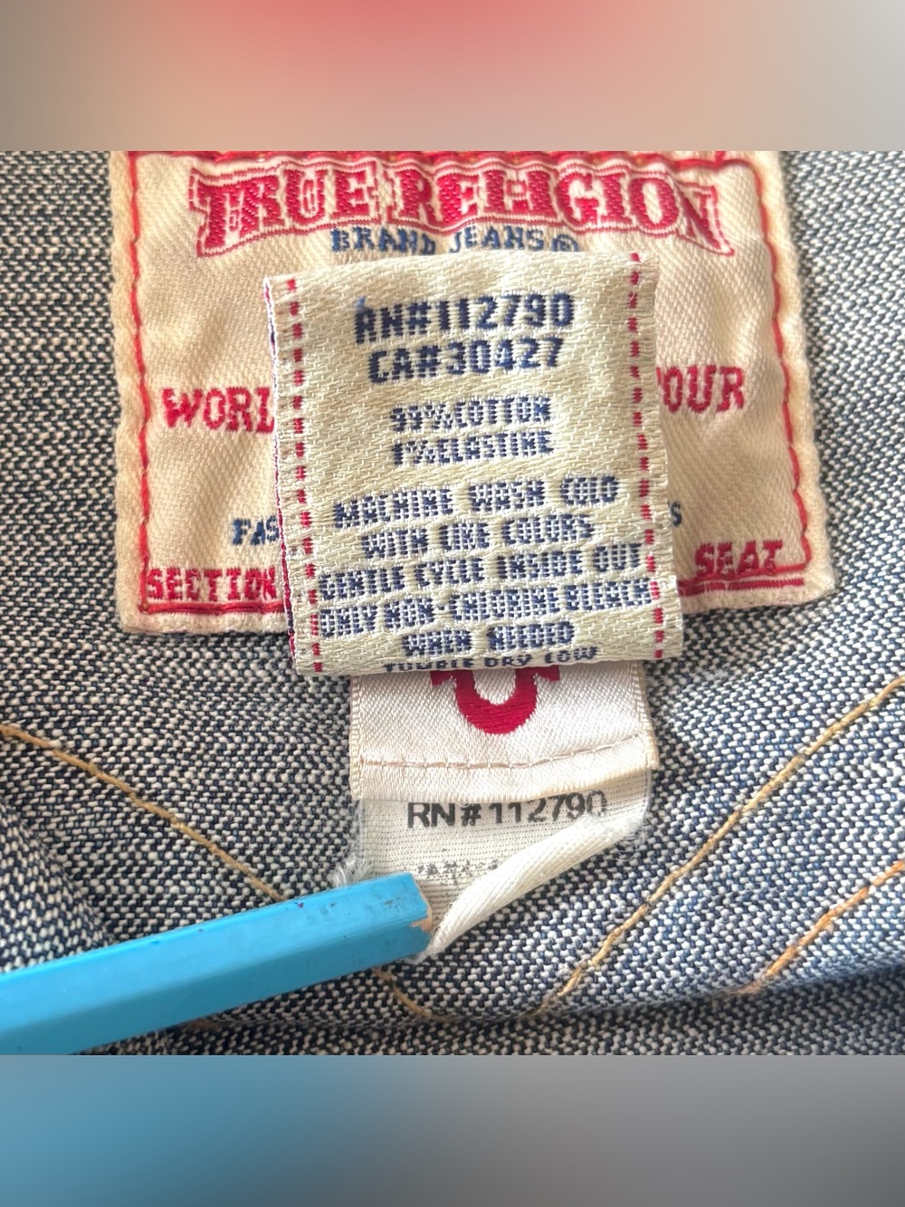 Vintage True Religion Denim Jacket Emily Womens S Y2K Trucker Western 2000s Crop - Picture 10 of 12